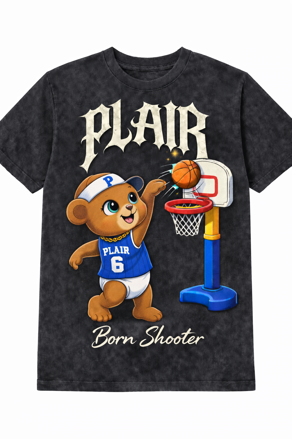 PLAIR “Born Shooter” Graphic Tee – Vintage Black